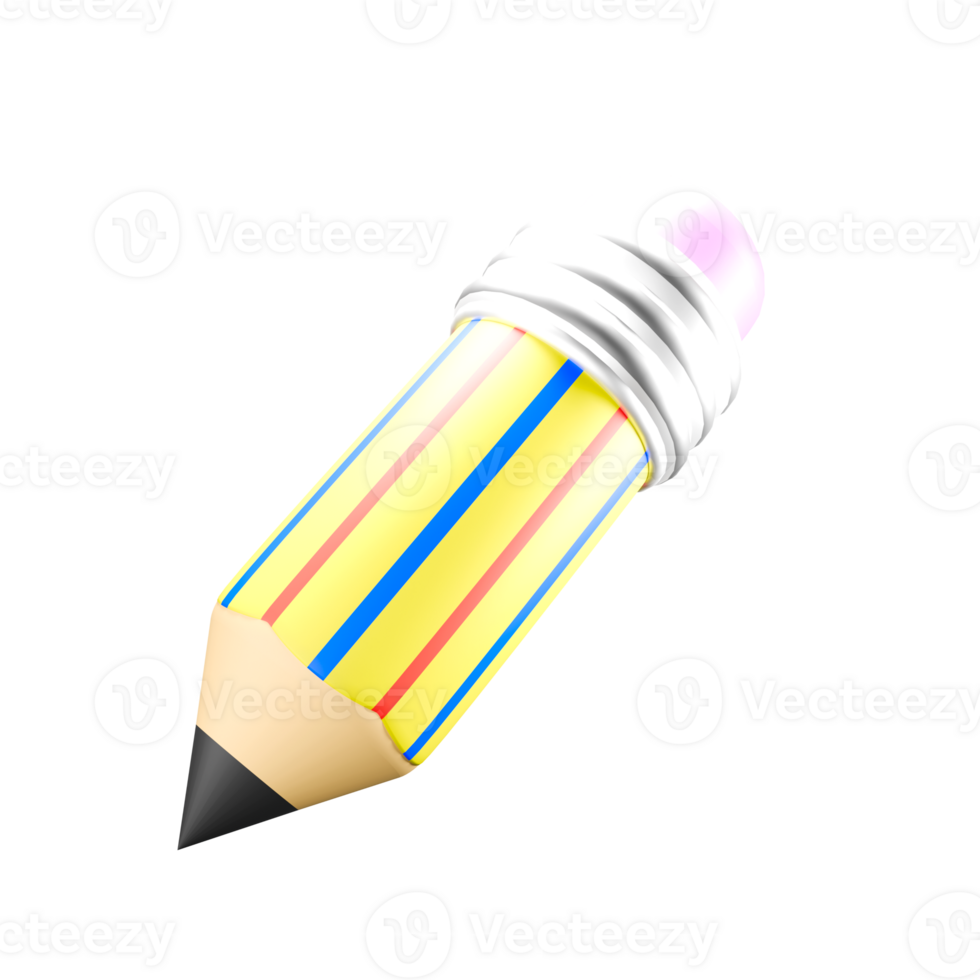 3d illustration of sharp pencil with eraser png
