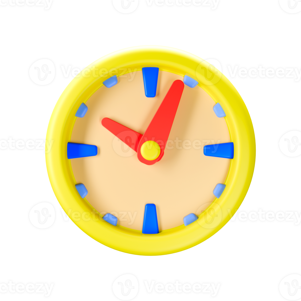 3d icon render cute wall clock png