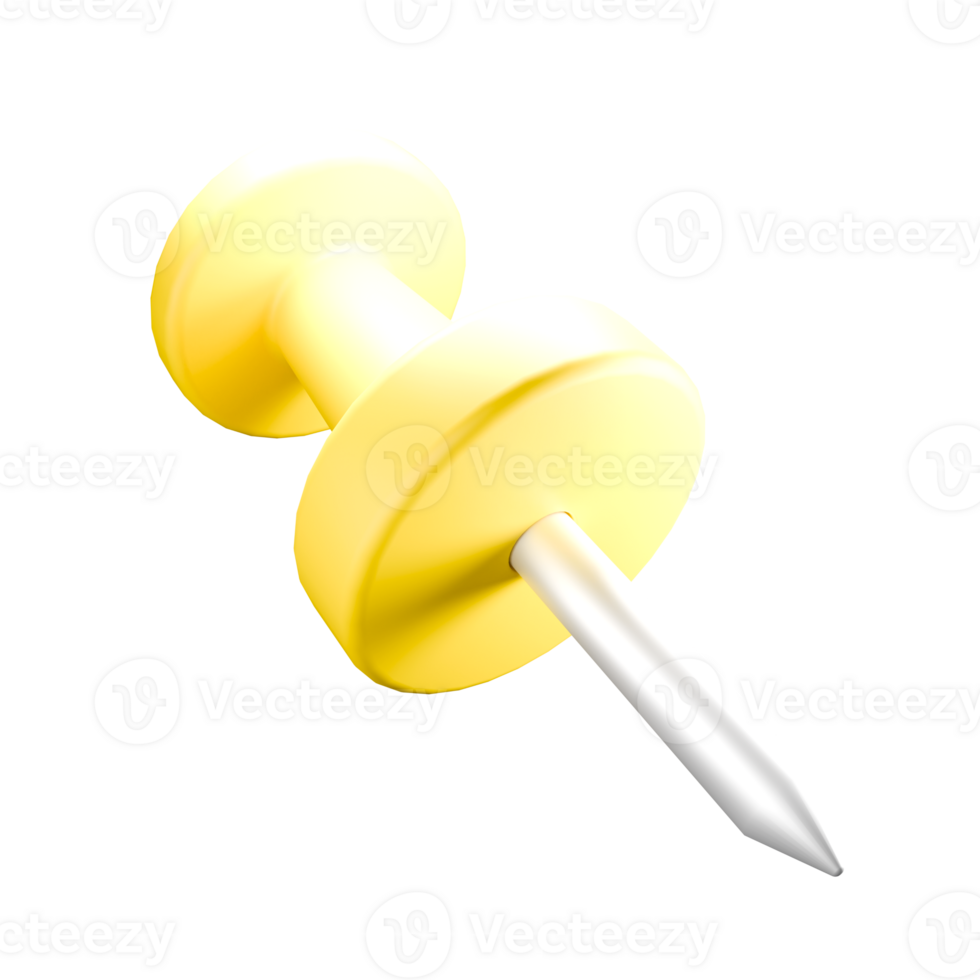 3D rendering illustration of yellow pin png