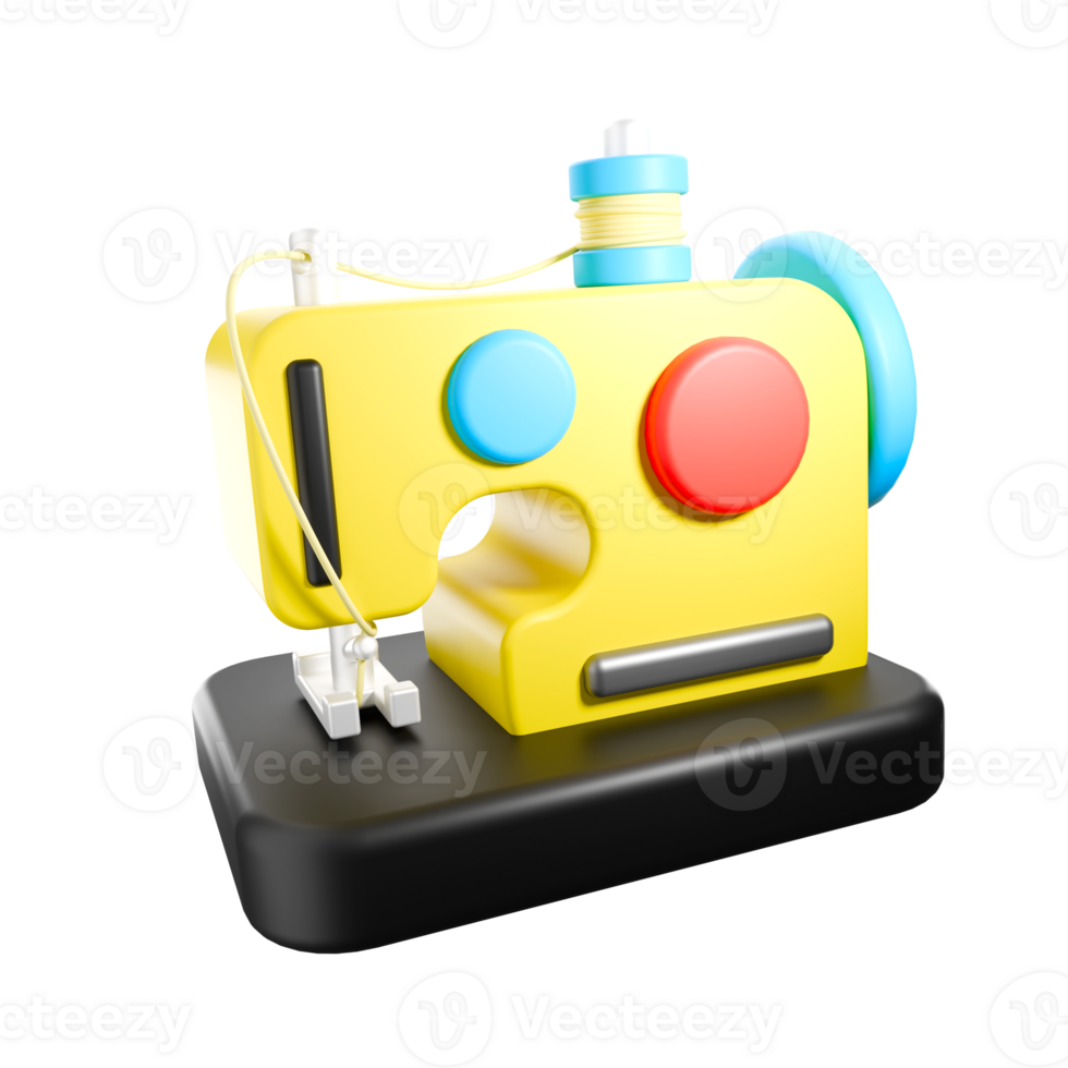 3d render illustration of sewing machine png