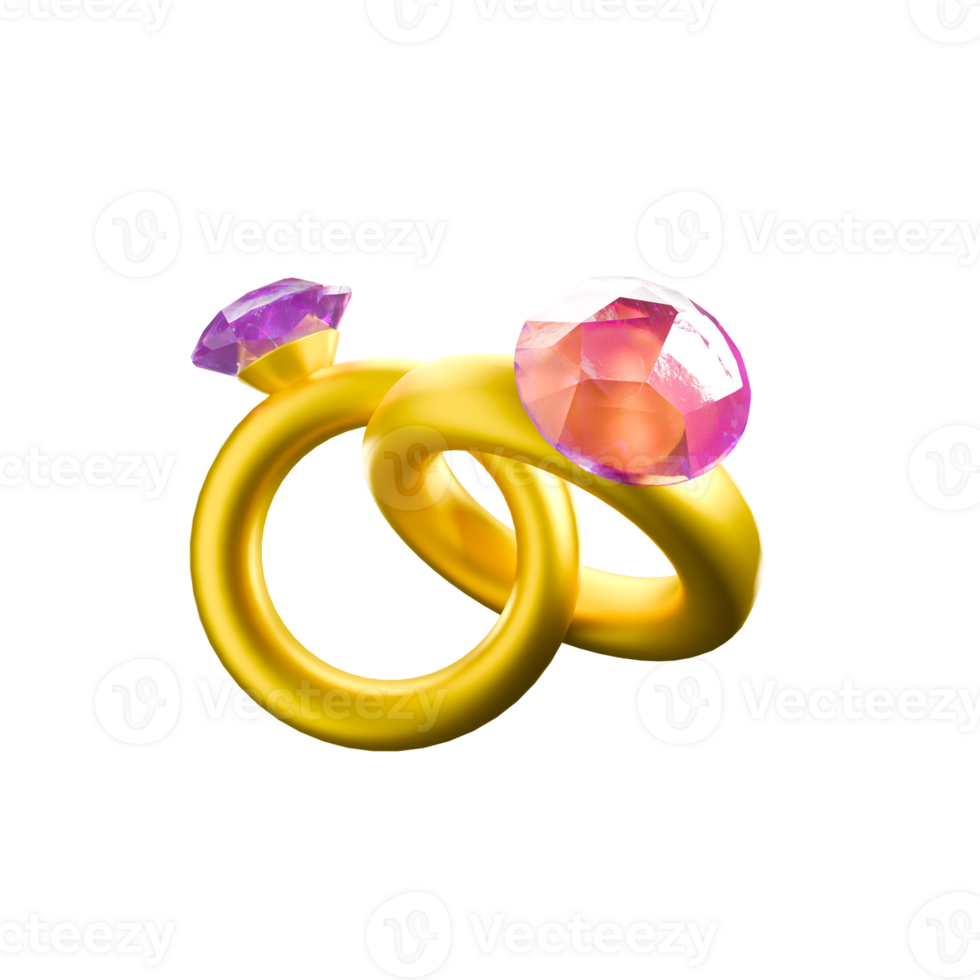 3d two purple diamond rings png