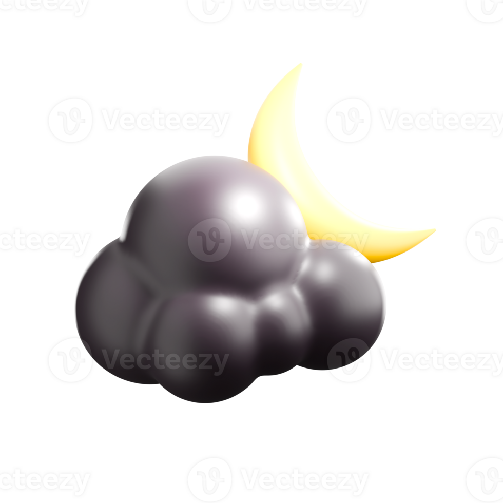 3d Renderização noite céu com crescente lua png
