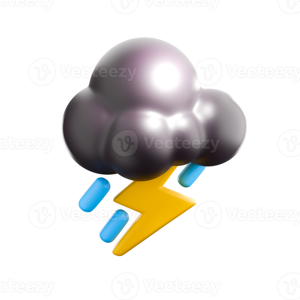 3d illustration of storm cloud with lightning png