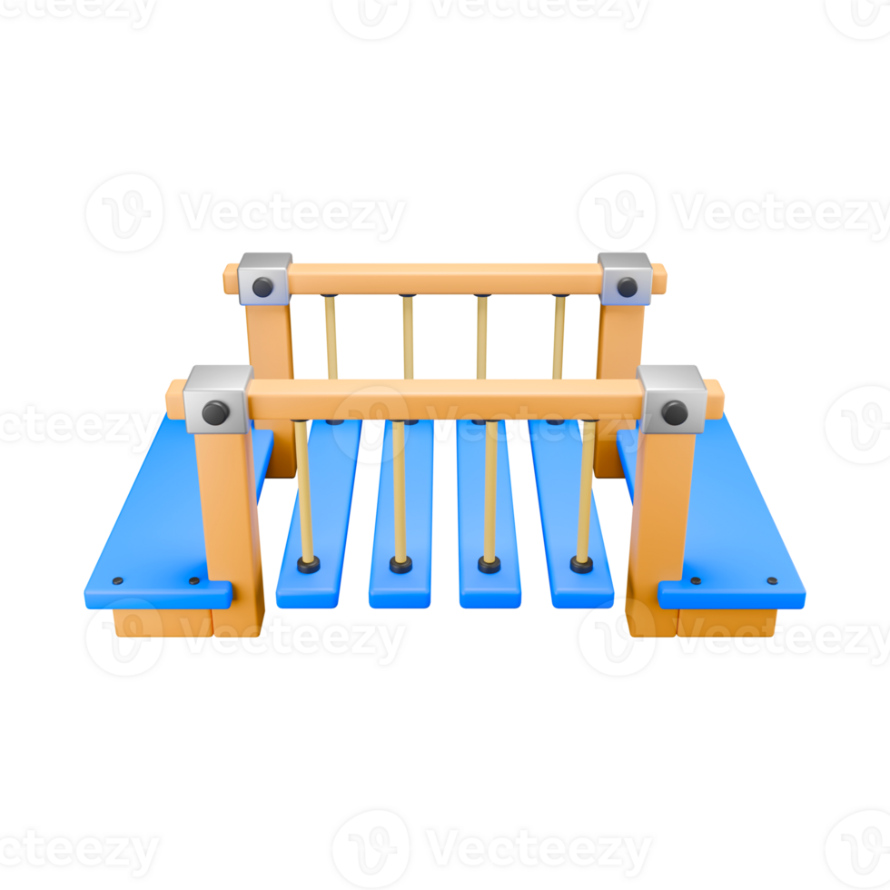 3d colorful wooden bridge in playground for kids png
