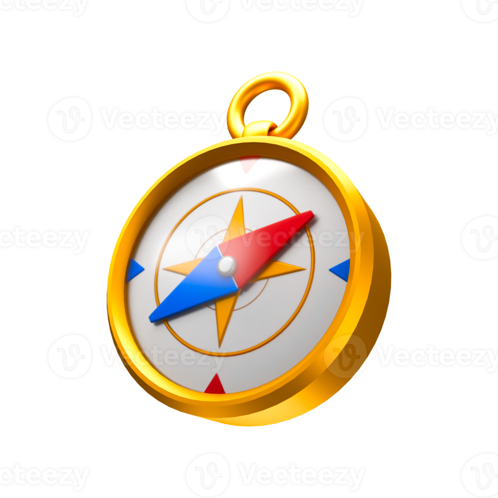 3d icon render gold compass png