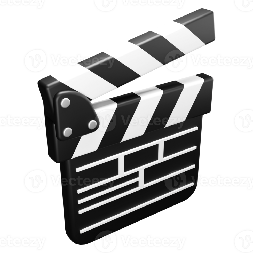 3d illustration of movie clapper board png