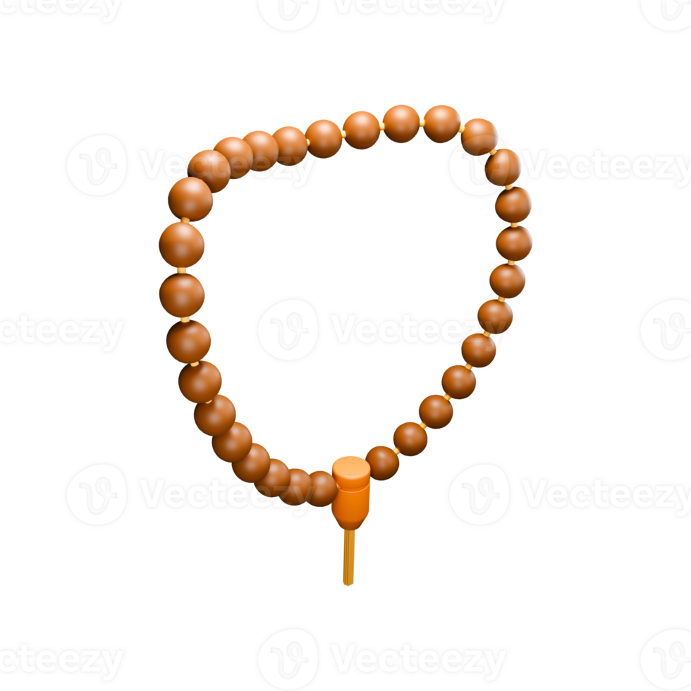 3d icon render brown rosary png