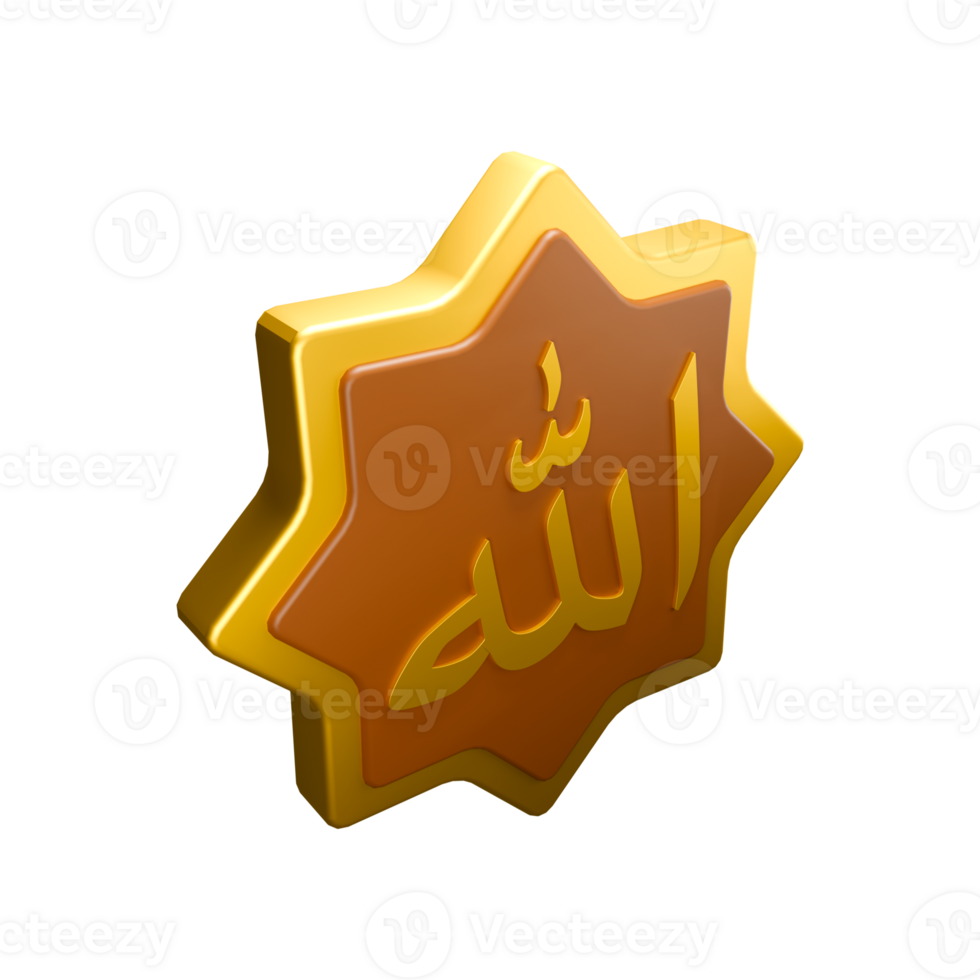 3d illustration of gold islamic wall decoration png