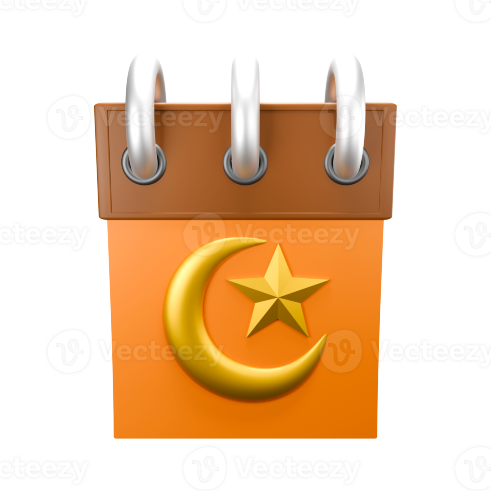 3d rendering illustration of islamic desk calendar png