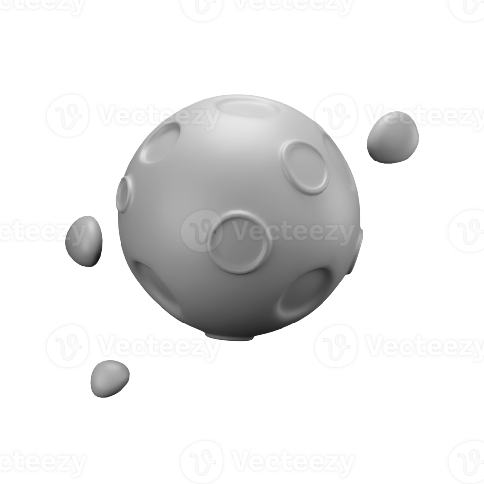 3d render illustration of gray asteroid png