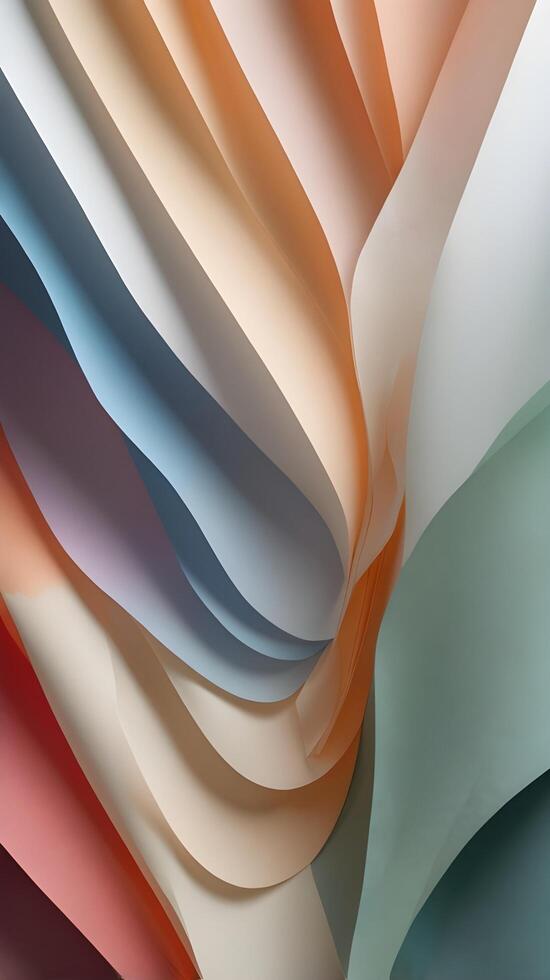 A vertical arrangement of gently layered paper sheets with soft gradients, offering clear space for design or text. photo