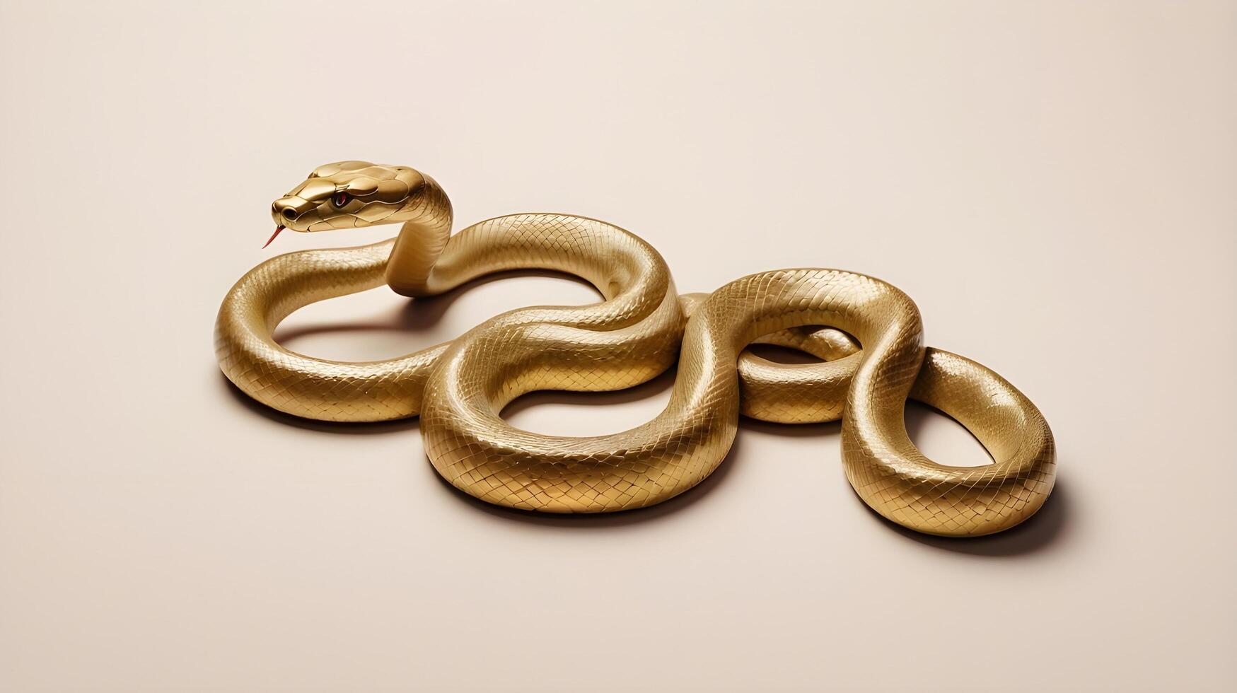 A minimalist design featuring the Chinese Zodiac snake symbol for 2025, in gold or red, set against a blank background with ample space for a message. photo