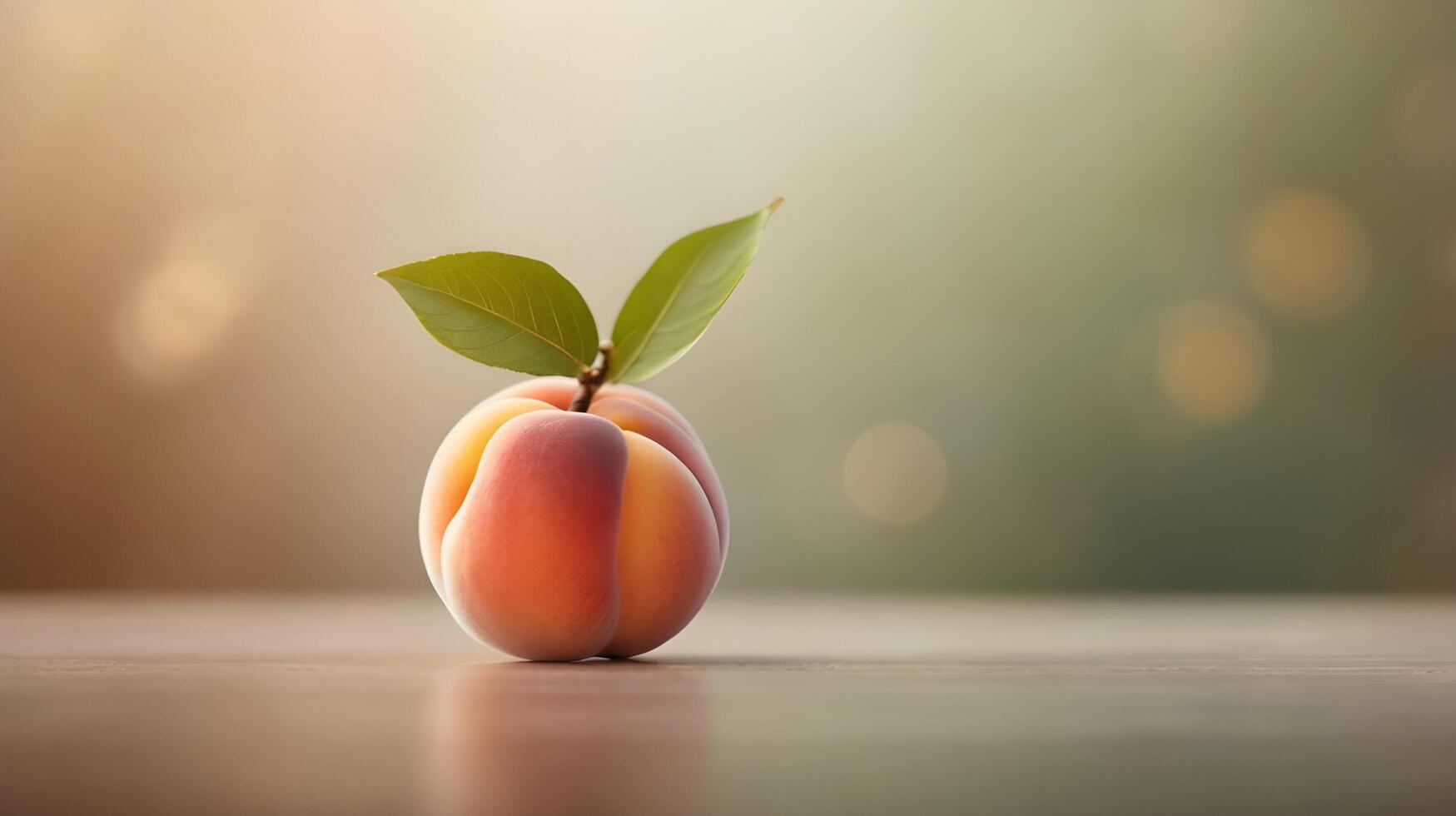 A single longevity peach set softly on a light, neutral backdrop, symbolizing blessings and long life, with space for a holiday message. photo