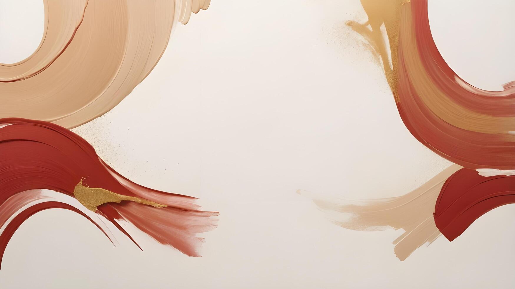 Gentle red and gold strokes form an abstract design on a white or beige background, with room for text. photo