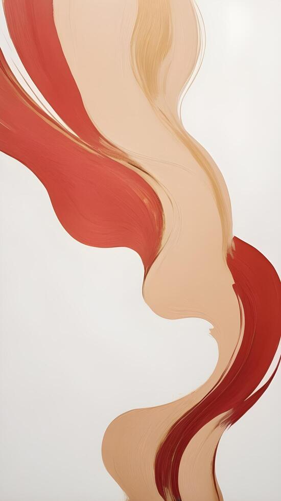 An abstract arrangement of gentle red and gold brush strokes on a clean white or beige backdrop, leaving ample room for text. photo
