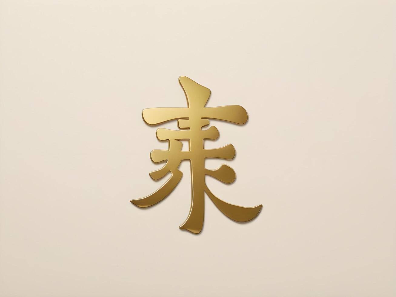 The Chinese symbol for luck, is shown in a fine gold font on a minimalist backdrop with room for additional text. photo