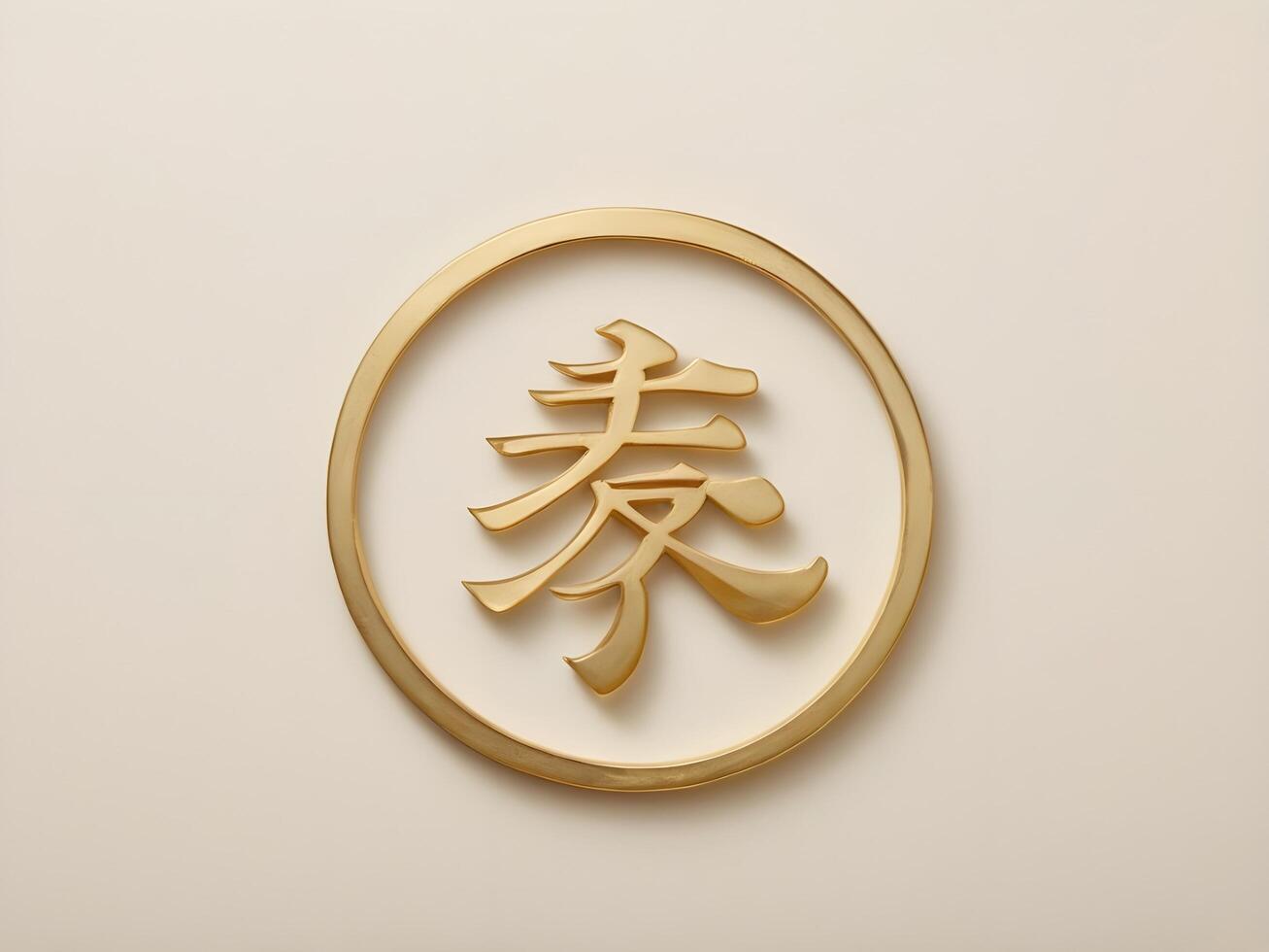 The lucky Chinese character, in a soft gold font, is set on a simple background, with room for text or greetings. photo