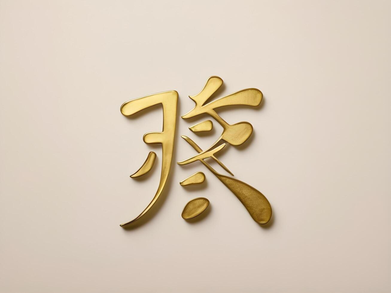 In a delicate gold font, the Chinese character for luck, stands on a plain background, leaving space for text or holiday wishes. photo