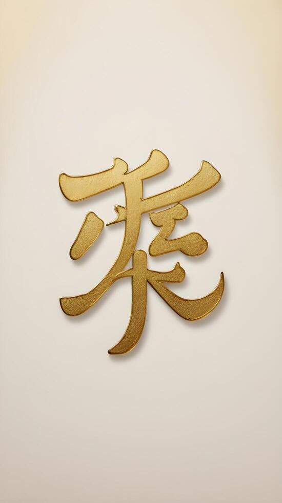 The Chinese character for luck, in golden font is placed on a simple background, offering room for additional text or festive greetings. photo