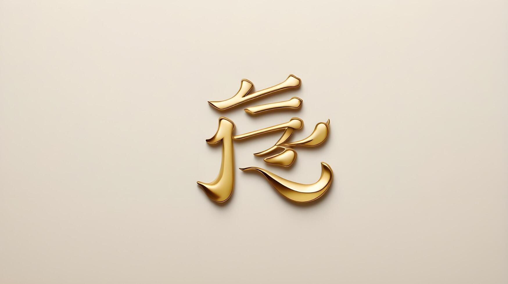 The character for luck, is beautifully displayed in gold on a clean background with plenty of space for text or holiday messages. photo