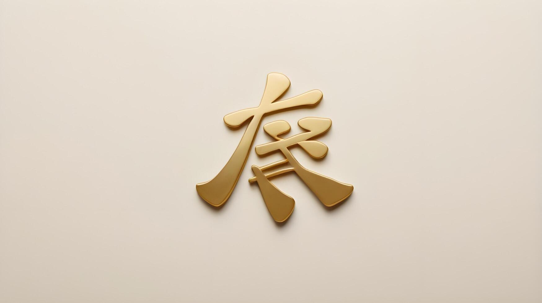 A delicate gold font displays the Chinese character for luck, against a plain background with room for text or holiday messages. photo