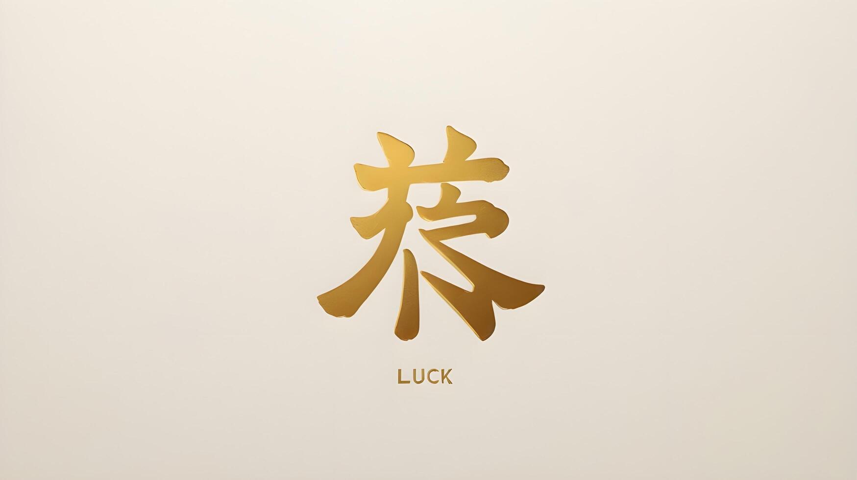 The Chinese character for luck, is elegantly rendered in gold font on a simple background with space for adding text or holiday greetings. photo