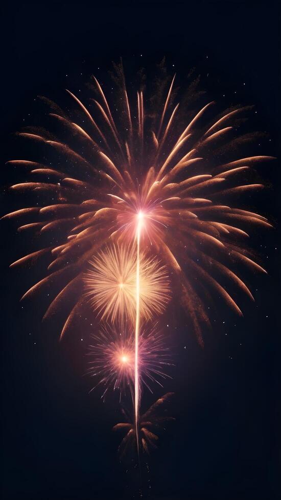 A quiet night sky illuminated by soft firework embers, with a calm color scheme and ample space at the bottom for text or logo. photo