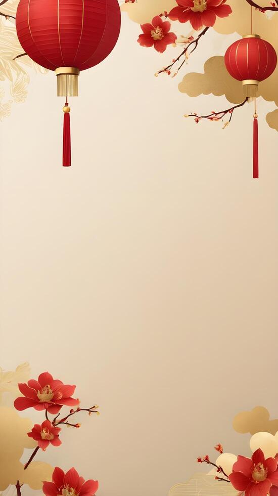 A basic Chinese New Year banner in red and gold, with soft textures and ample room for adding logos or text. photo