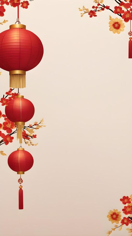 A minimalist Chinese New Year banner with a red and gold color combination, featuring subtle textures and room for branding. photo