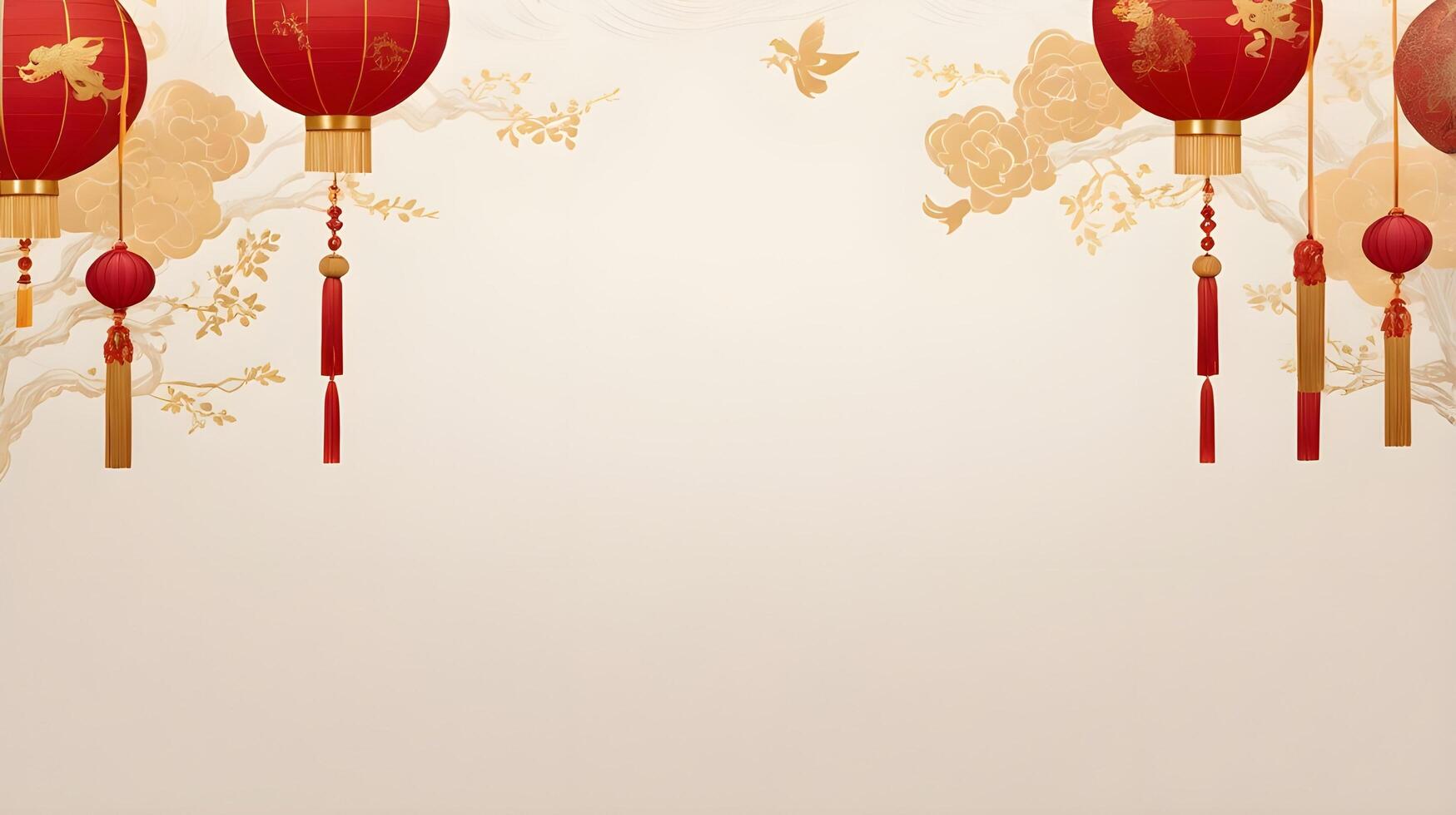 A straightforward Chinese New Year banner in red and gold tones, with gentle textures and plenty of space for logos or text. photo