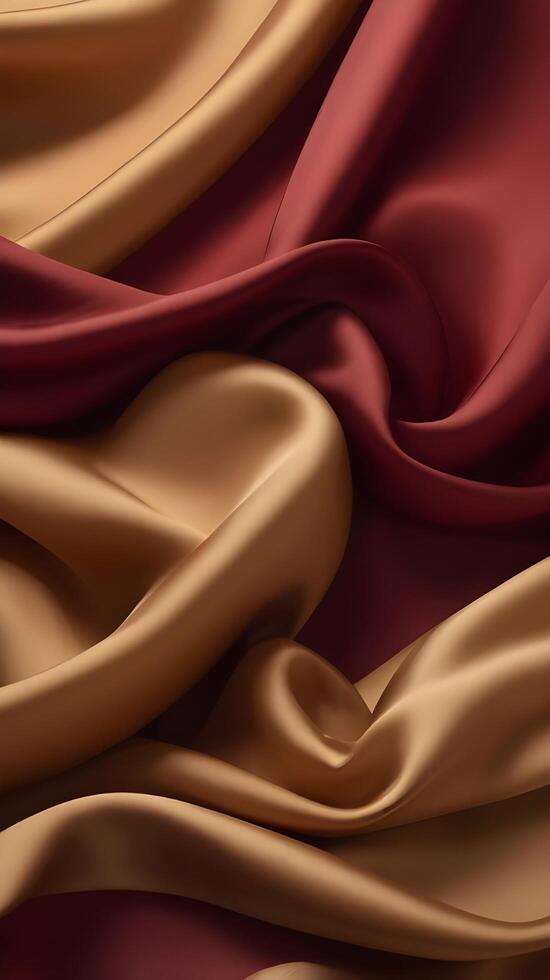 A soft flow of silk in deep red and gold tones evokes a serene atmosphere, leaving plenty of space for adding text. photo