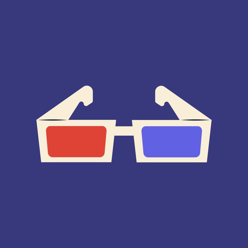 Cinema glasses in flat design. Three-dimensional eyeglass for movie watch. illustration isolated. vector