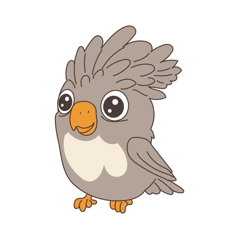 Cute domestic parrot in flat design. Friendly pet and playful tropical bird. illustration isolated. vector