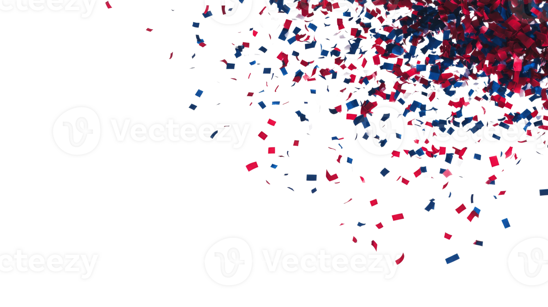 Red and blue confetti falling from the top right corner on a clear background event png
