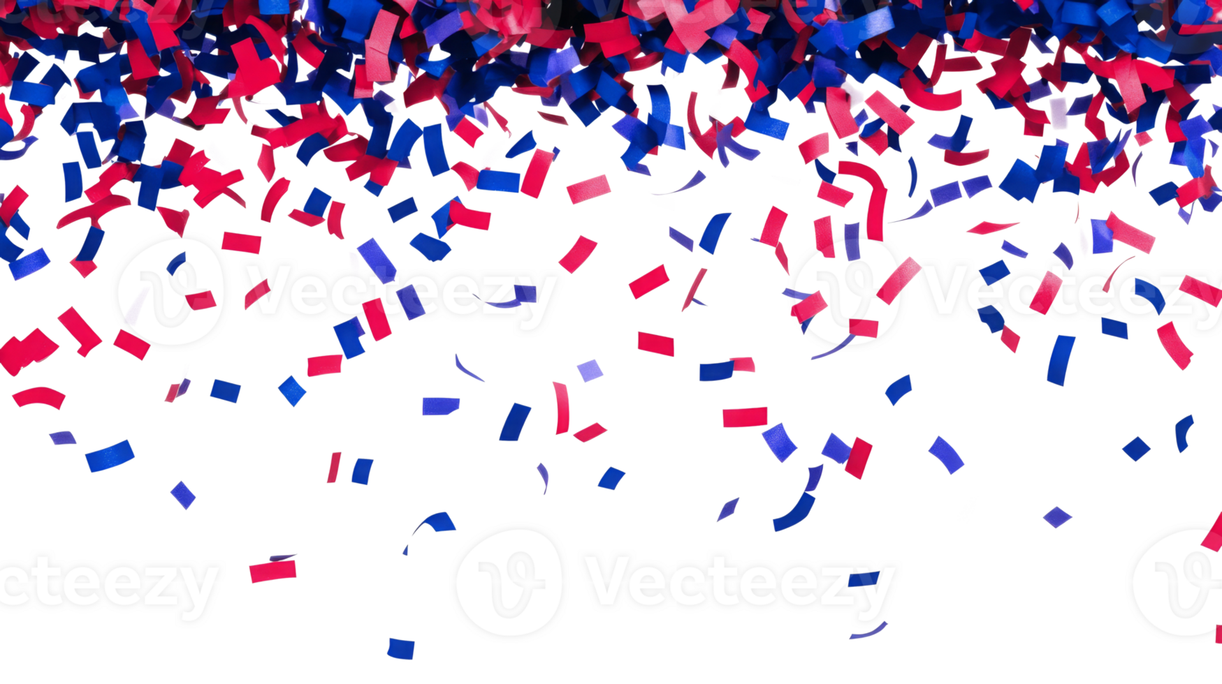 Red and blue confetti falling down on a white background festive celebration party png