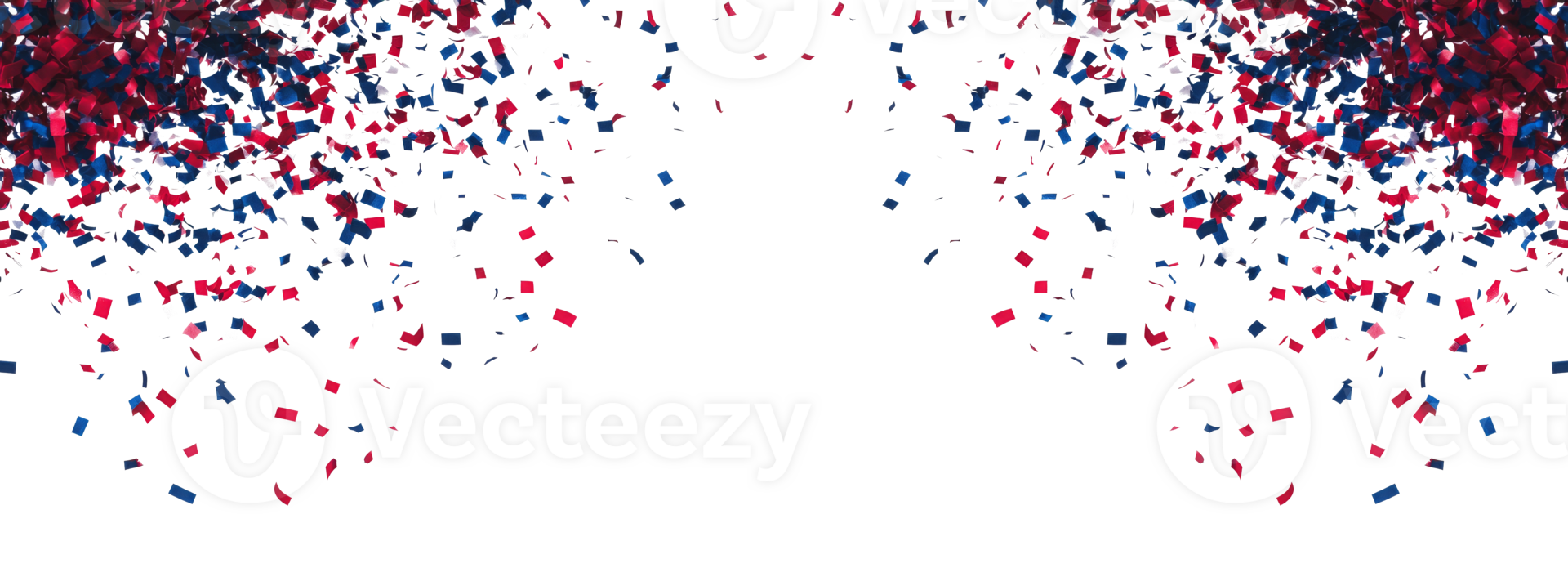Abstract image of red and blue confetti falling against a white background perfect for festive occasions png