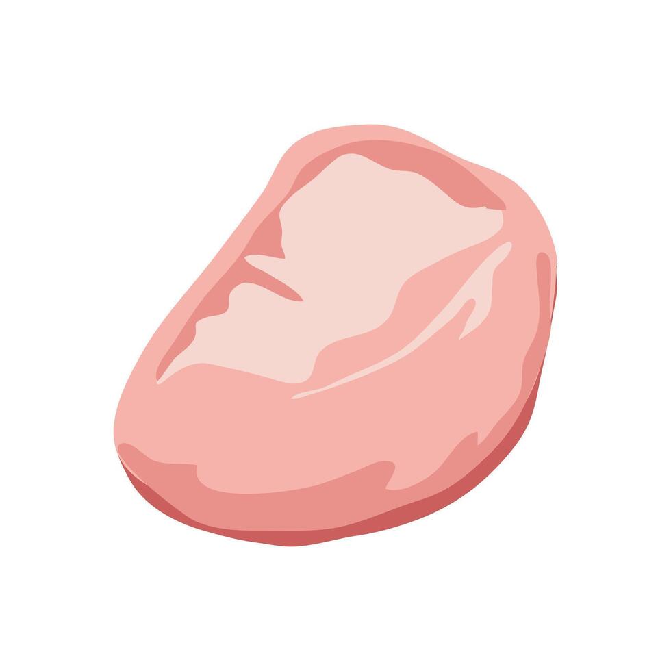 Chicken meat in flat design. Pink uncooked poultry fillet, butchery menu. illustration isolated. vector