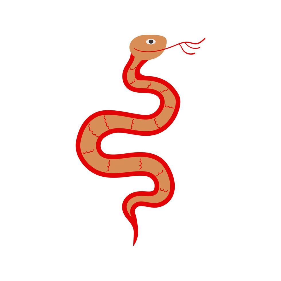 Chinese gold snake in flat design. Oriental new year holiday symbol. illustration isolated. vector