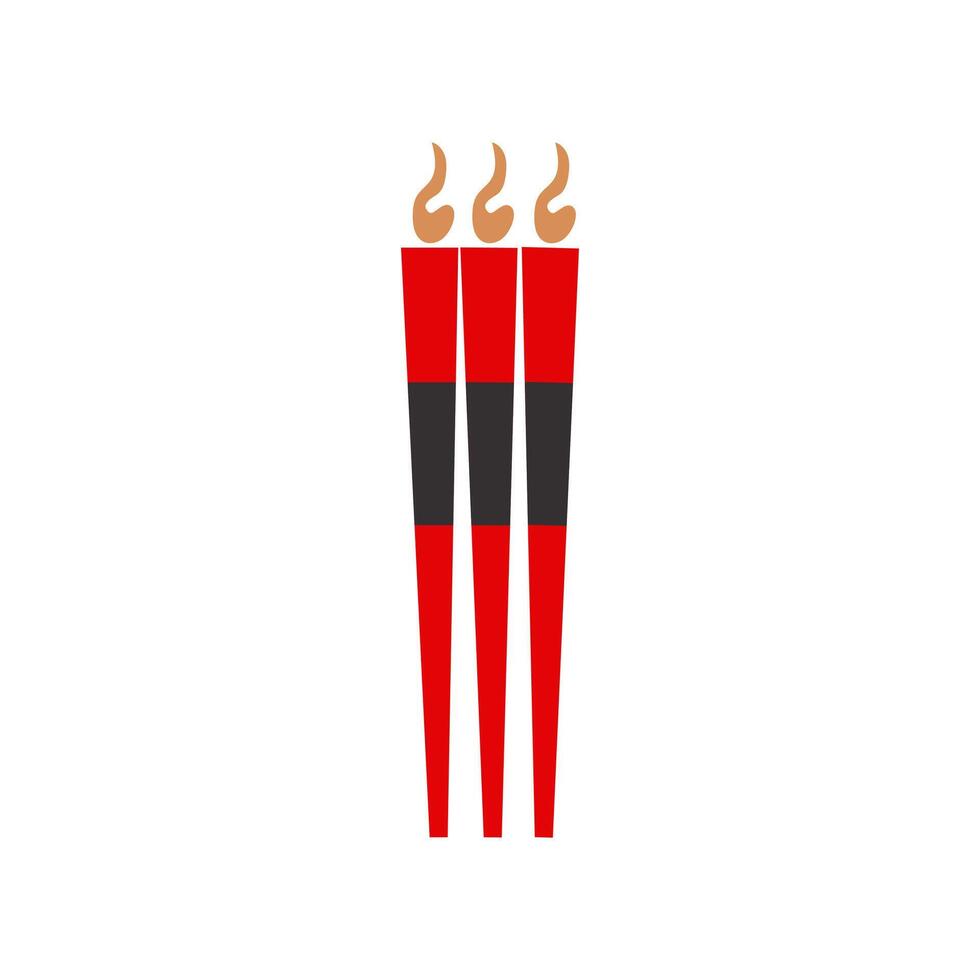 Chinese candles in flat design. Oriental new year paper candlelight sticks. illustration isolated. vector