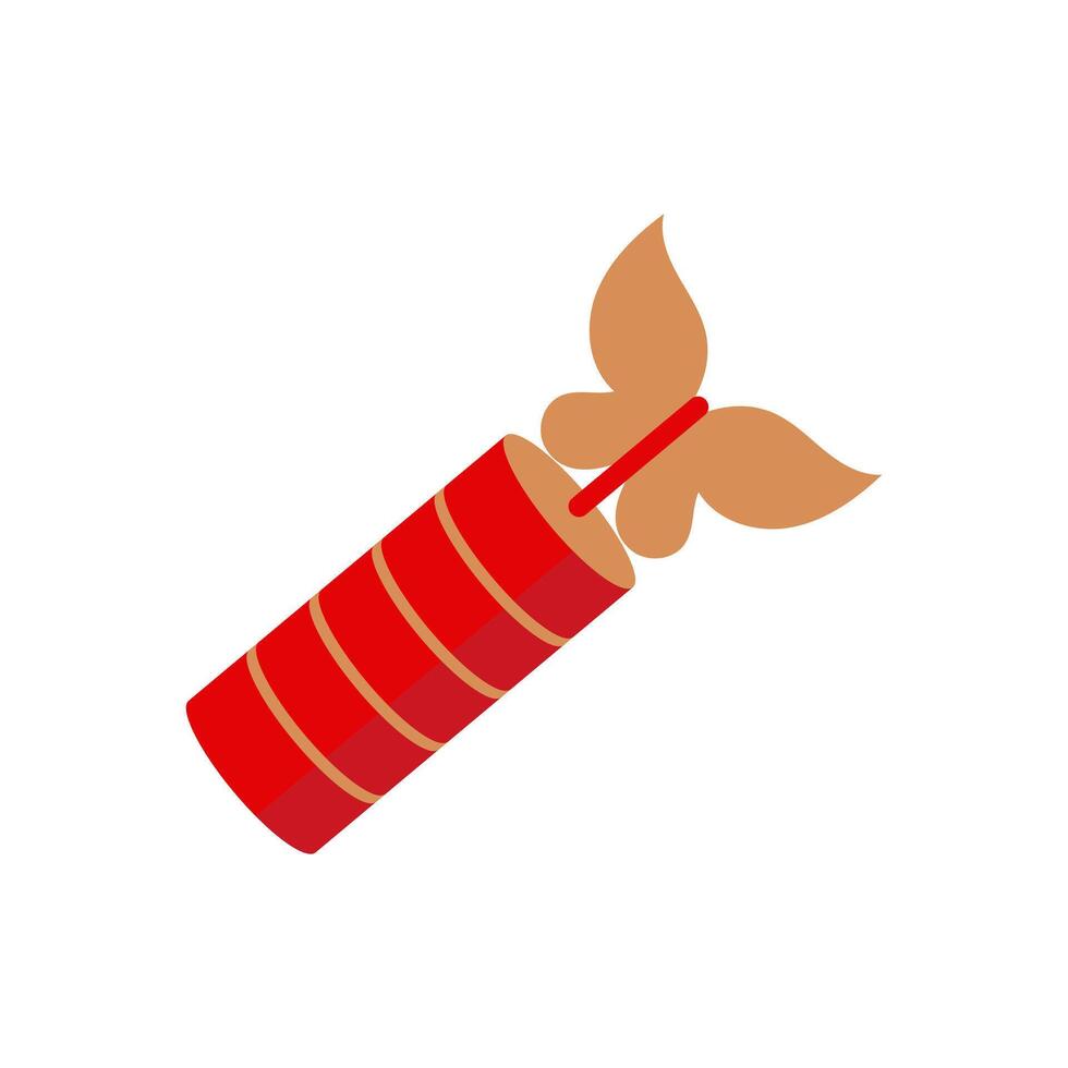 Chinese firework in flat design. Firecracker for new year celebration. illustration isolated. vector