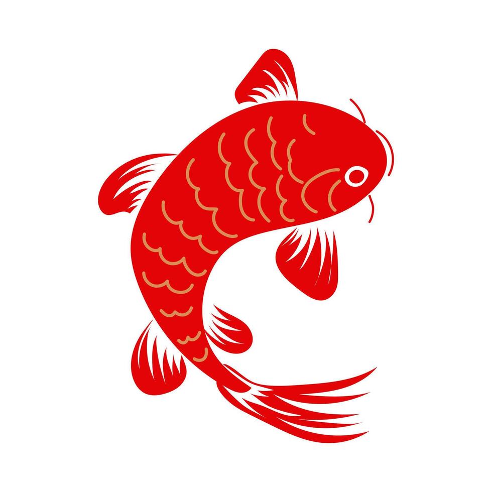 Chinese carp koi in flat design. Traditional oriental red and gold fish. illustration isolated. vector