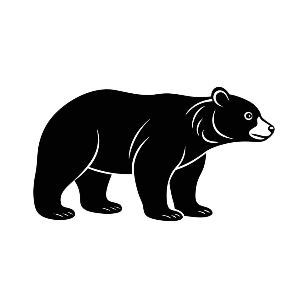 Bear from the side, full body design. vector