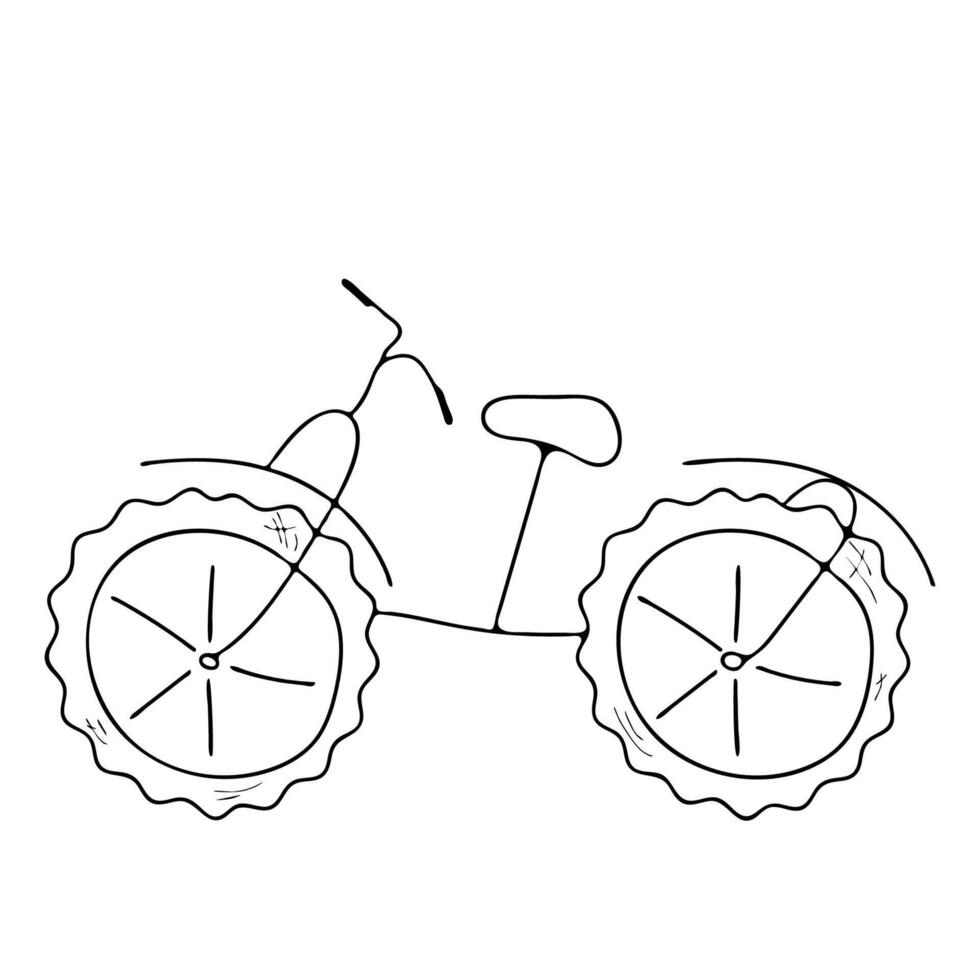 A simple bicycle symbol hand-drawn in a doodle style. vector