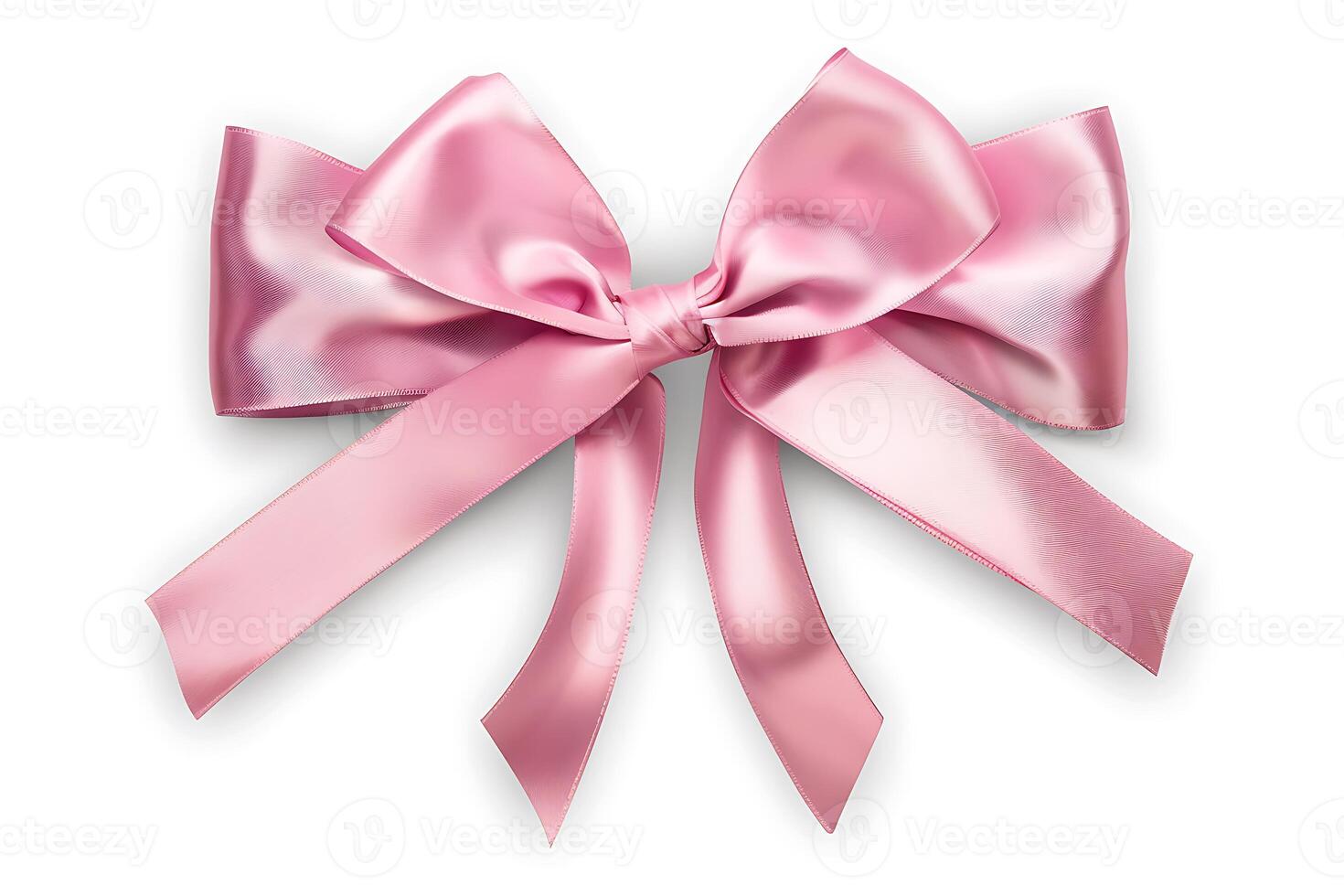 pink satin bow isolated on white background photo