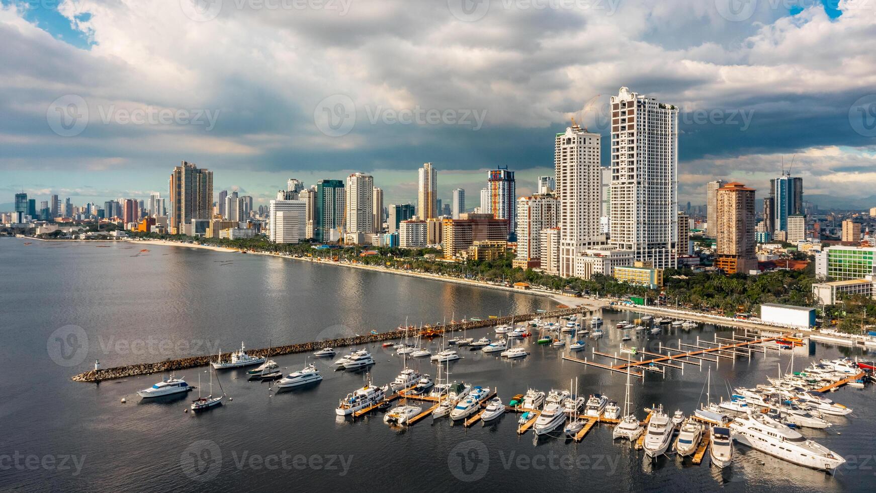 Aeirial view of Manila. It is the capital of the Philippines, is a densely populated bayside city on the island of Luzon photo