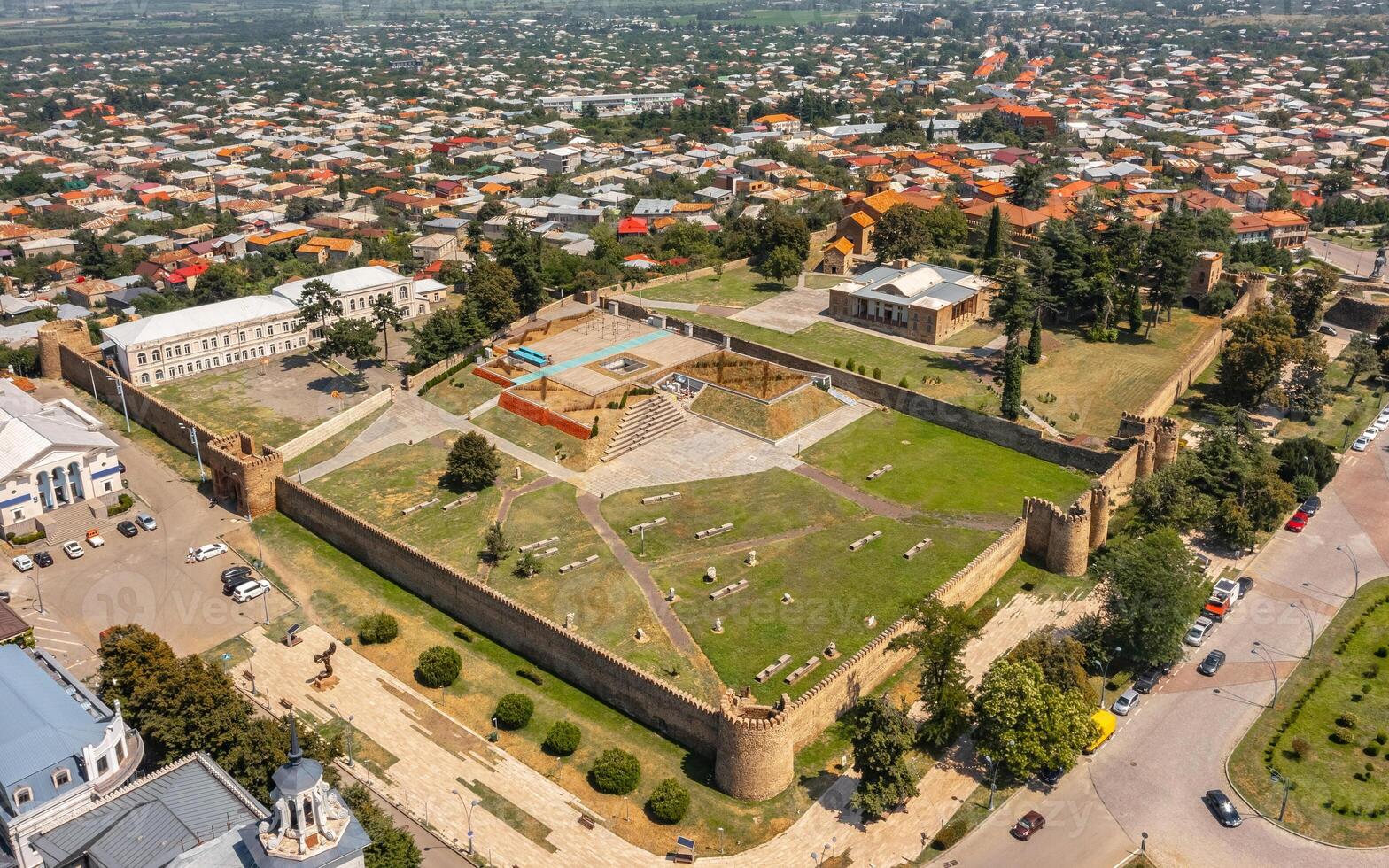 Aerial view of Batonistsikhe the Fortress of Kakhetian Kings photo