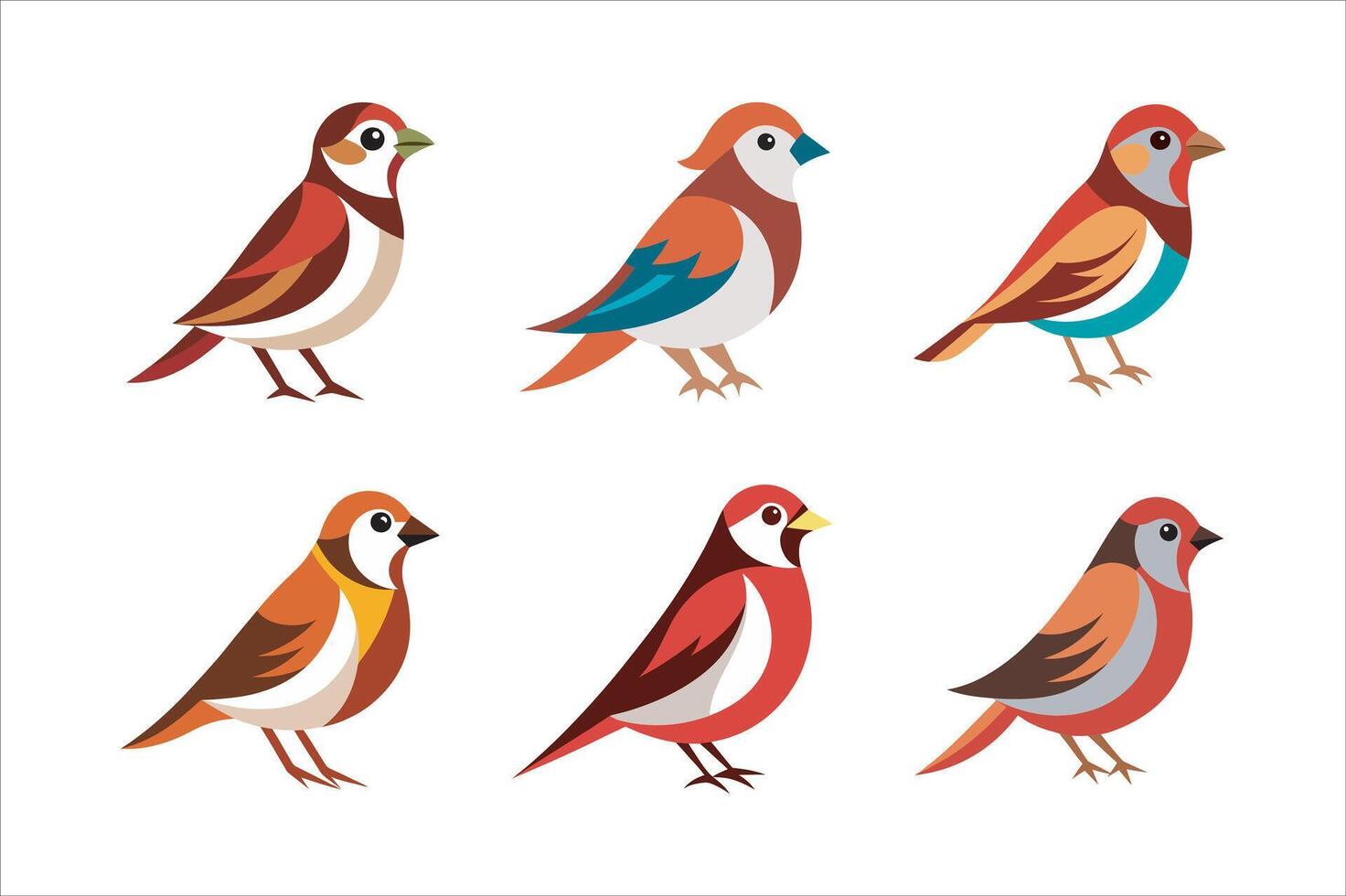 Bird set illustration vector