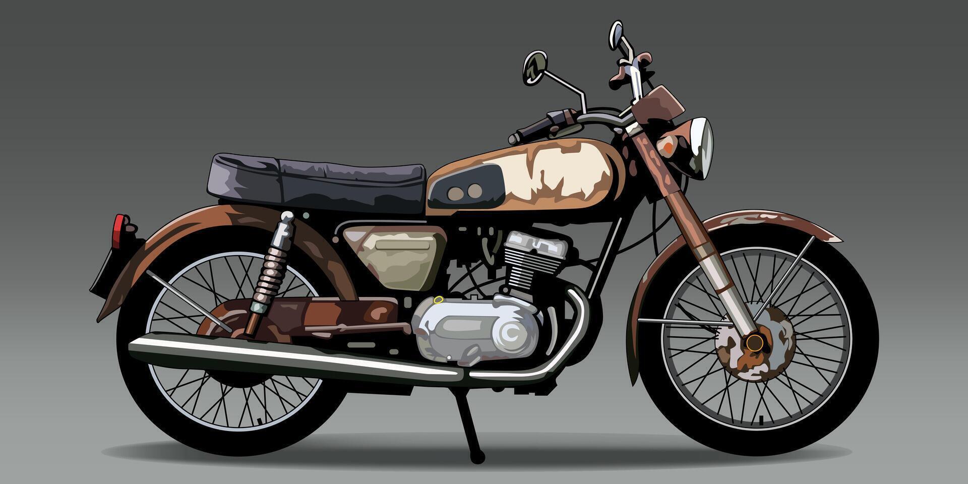 Old classic motorcycle, illustration for design elements. vector