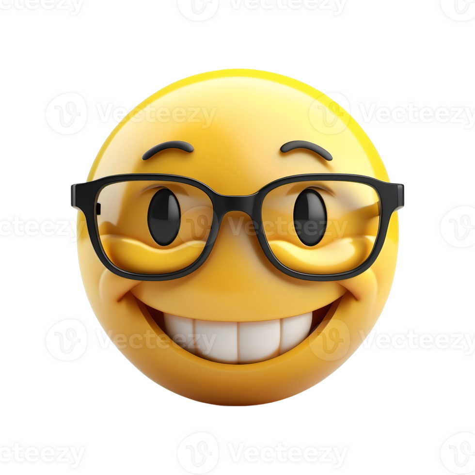 smiley emoticon with glasses emoji 3d smiley face on isolated background png