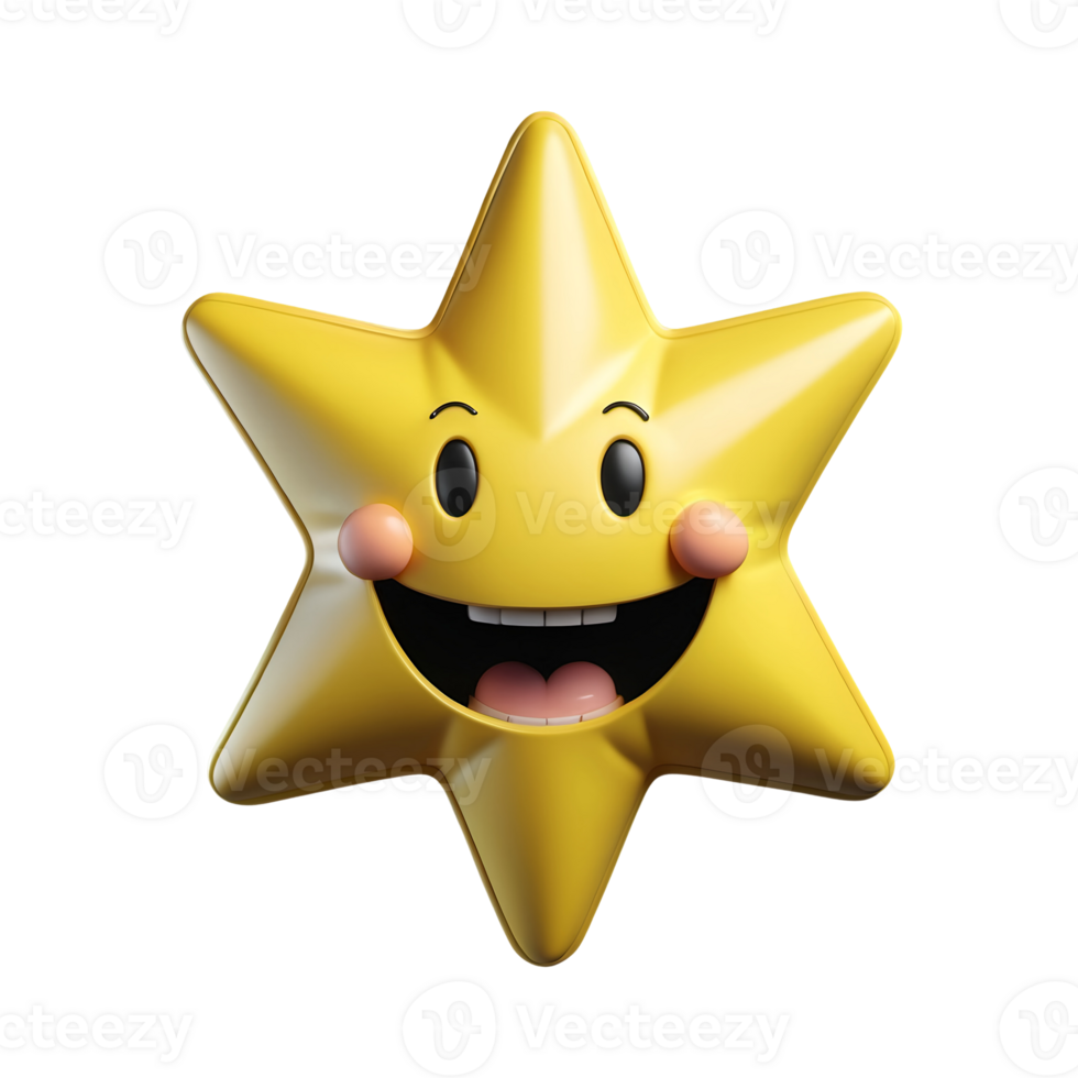 3d golden star on isolated background png